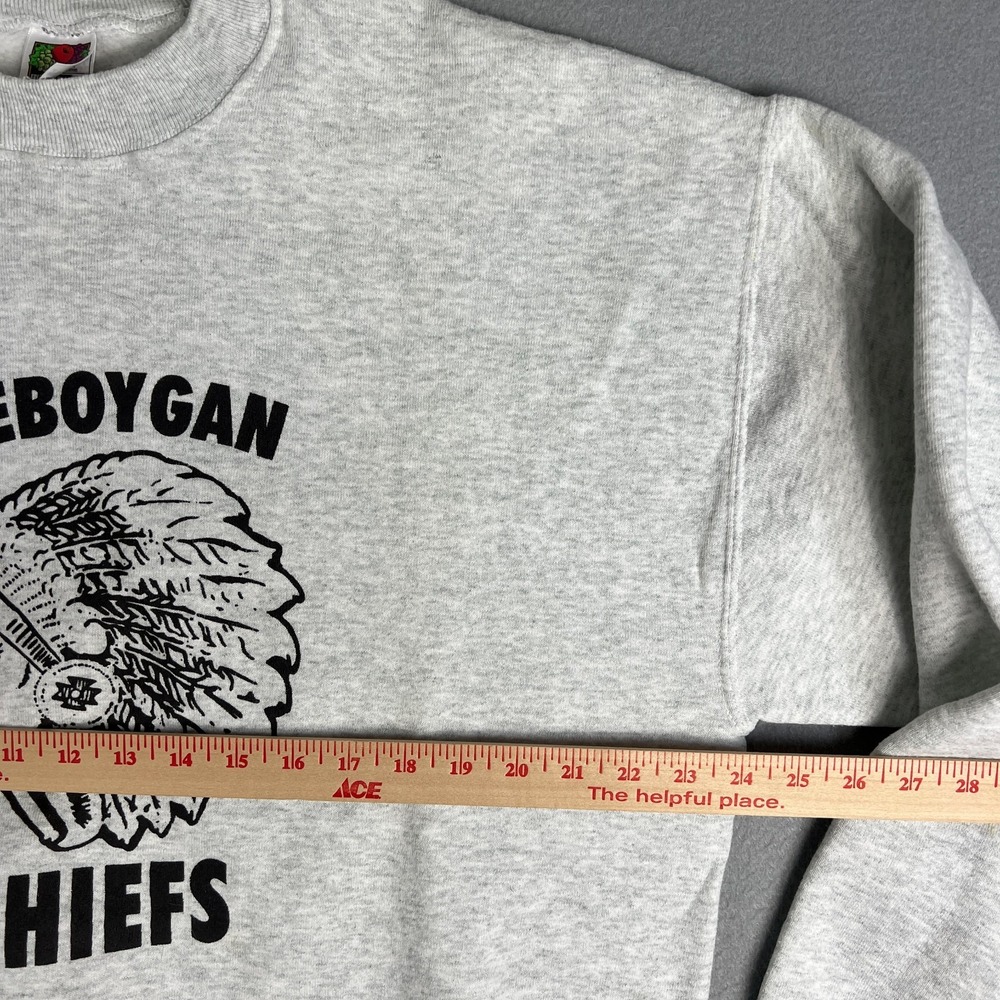 VTG Cheboygran Chiefs Sweatshirt Mens XL Gray Northern Michigan 1990s Crew Neck - Picture 12 of 14